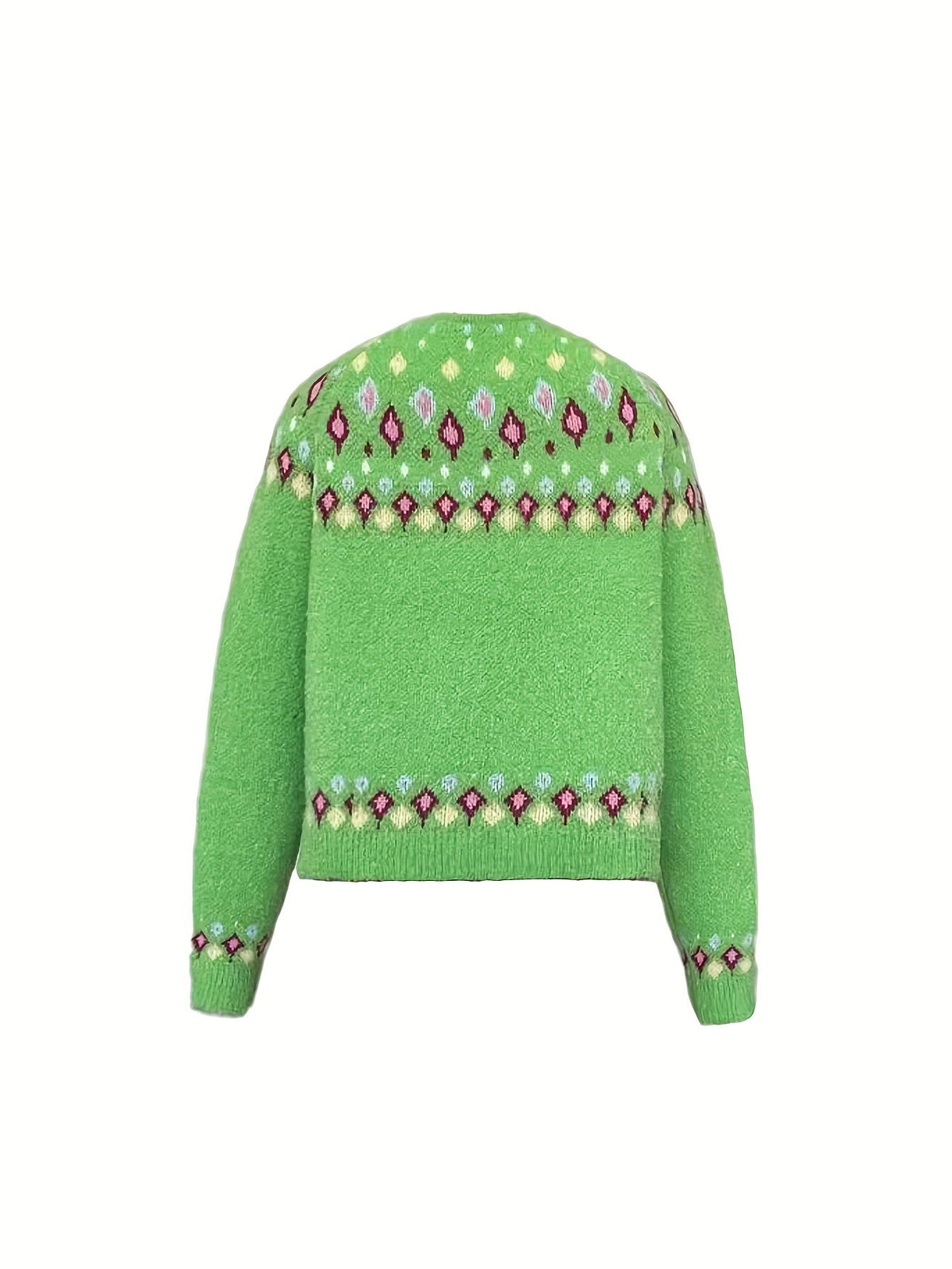 Green Nordic patterned cardigan