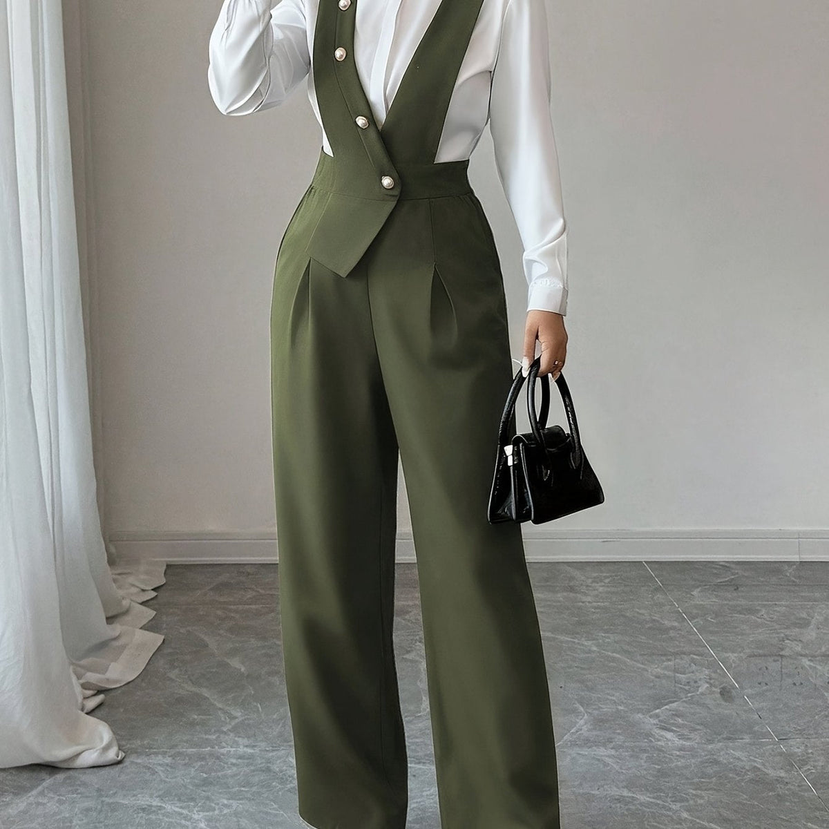 Burgundy Tailored Wide-Leg Jumpsuit