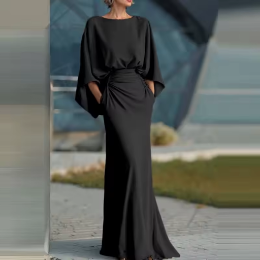 Gray Sleeveless V-Neck A-Line Midi Dress