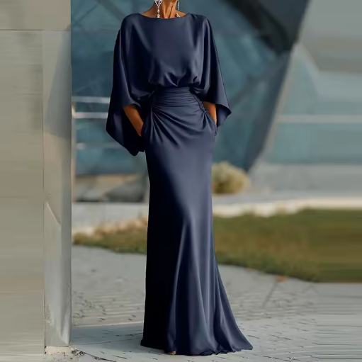 Gray Sleeveless V-Neck A-Line Midi Dress
