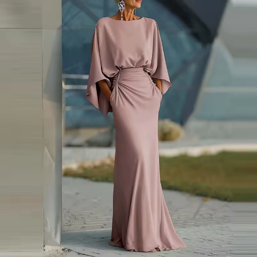 Gray Sleeveless V-Neck A-Line Midi Dress