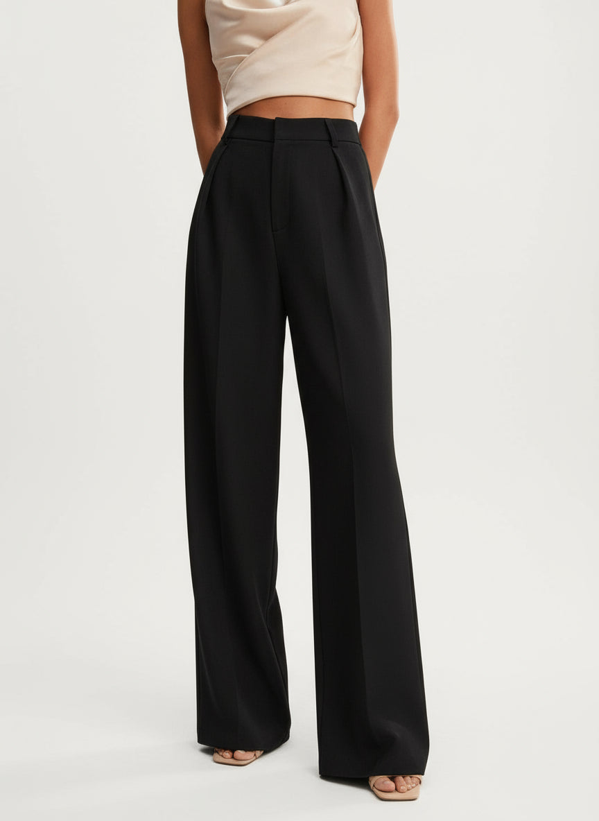 White high waist wide leg tailored pants summer