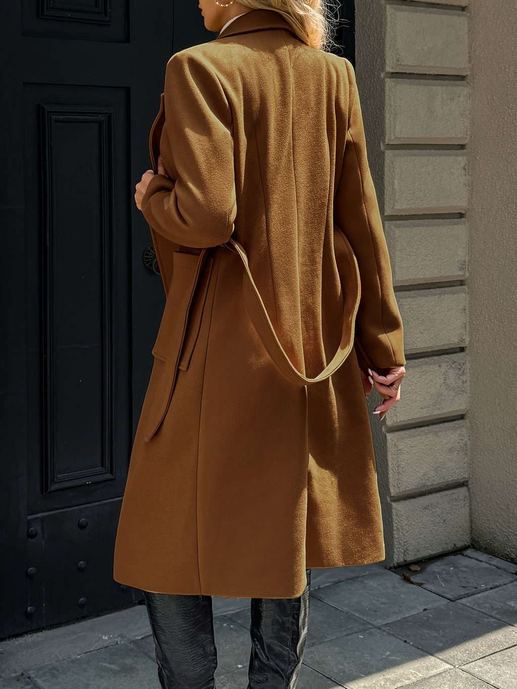 Camel Belted Long Coat