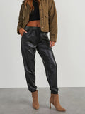 Tapered faux leather pants