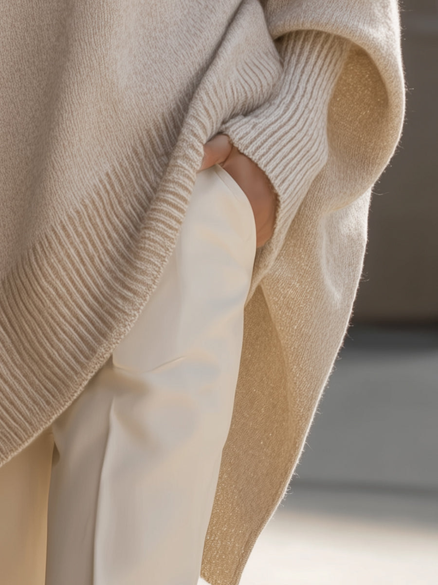 Oversized knit poncho sweater