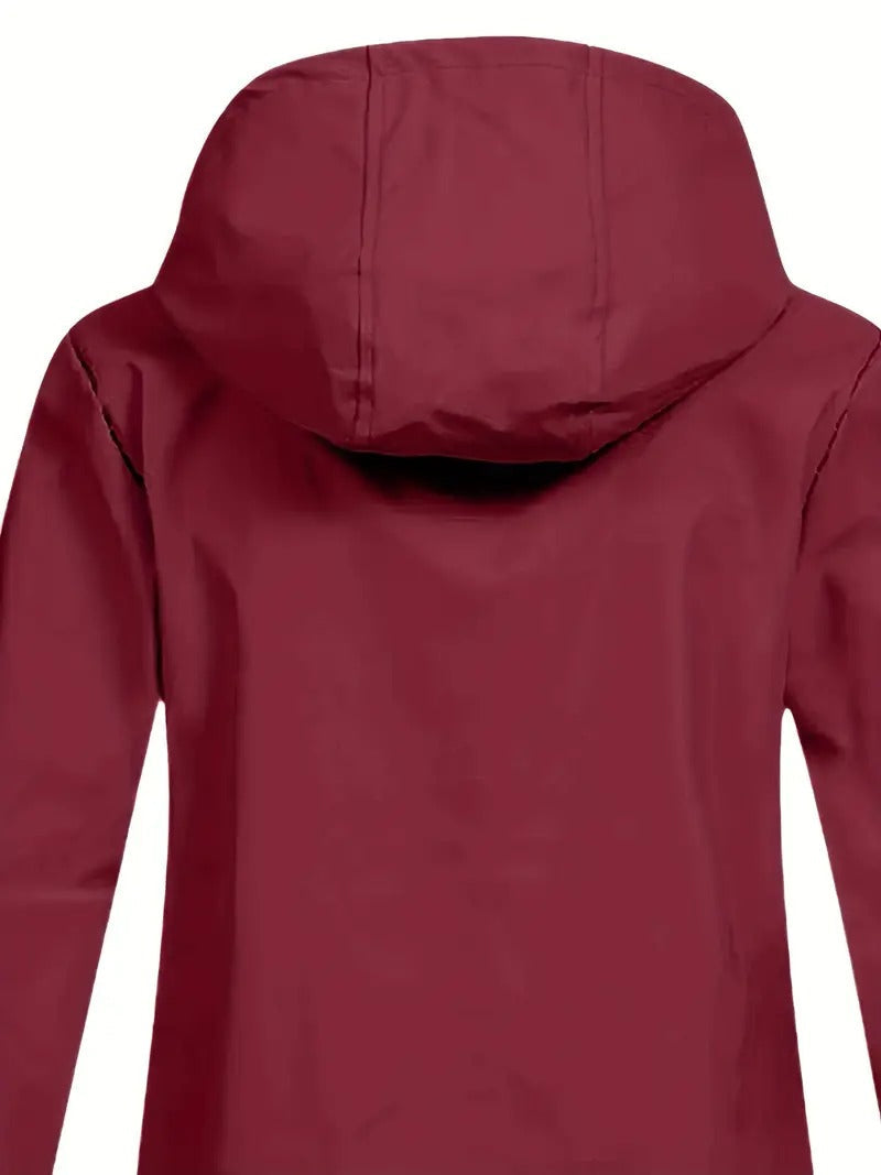 Fleece lined hooded jacket with zip front and flap pockets