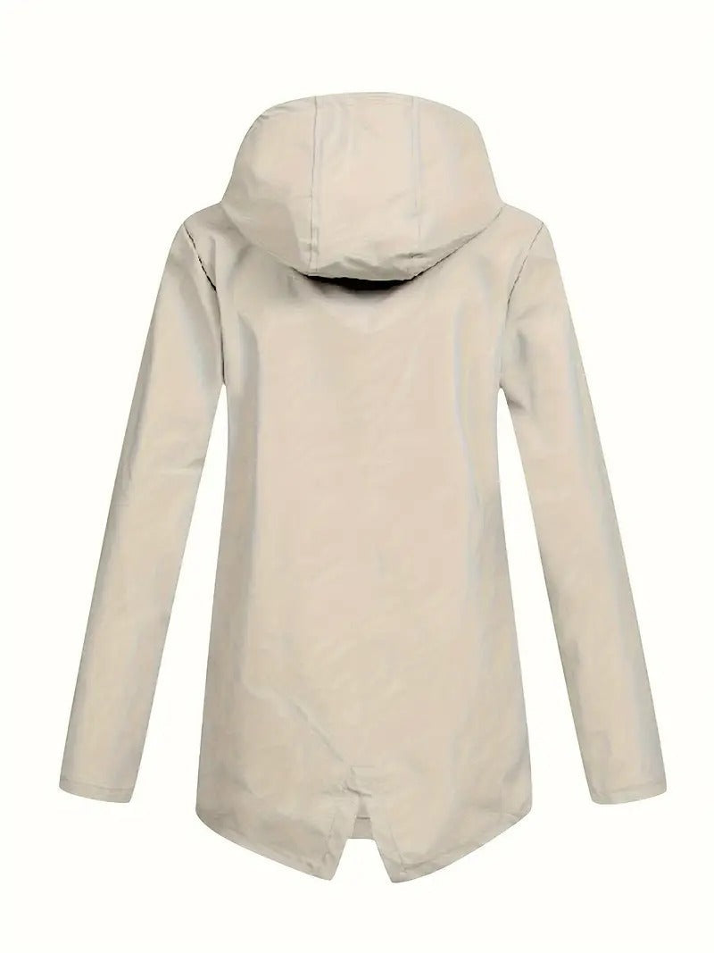 Fleece lined hooded jacket with zip front and flap pockets