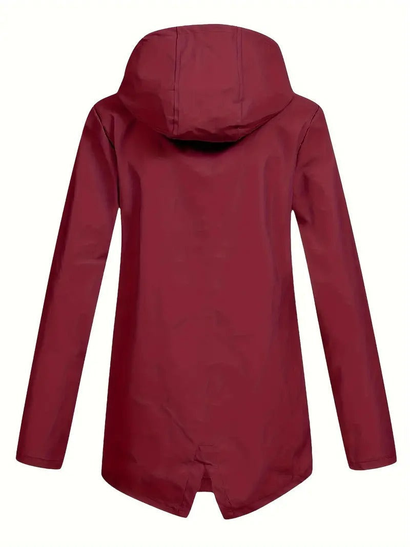 Fleece lined hooded jacket with zip front and flap pockets
