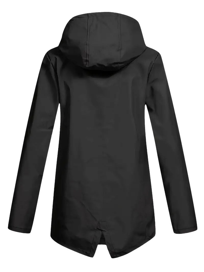 Fleece lined hooded jacket with zip front and flap pockets