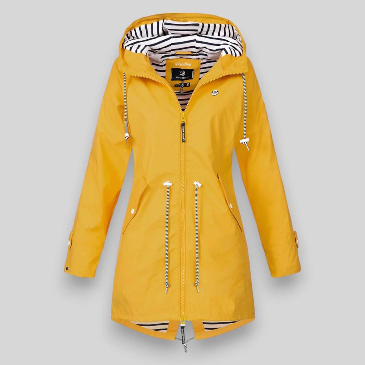 Hooded zip jacket with drawstring waist