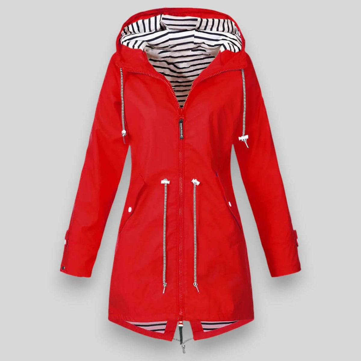 Hooded zip jacket with drawstring waist