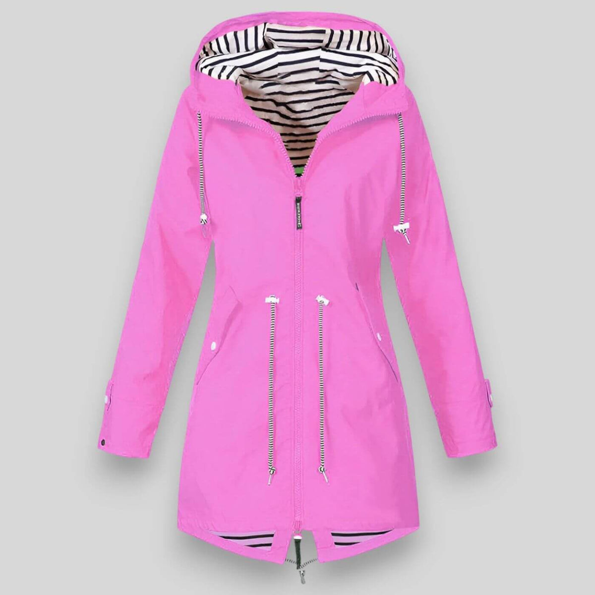 Hooded zip jacket with drawstring waist