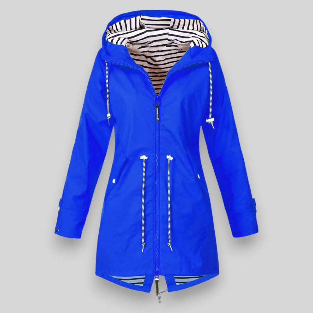 Hooded zip jacket with drawstring waist