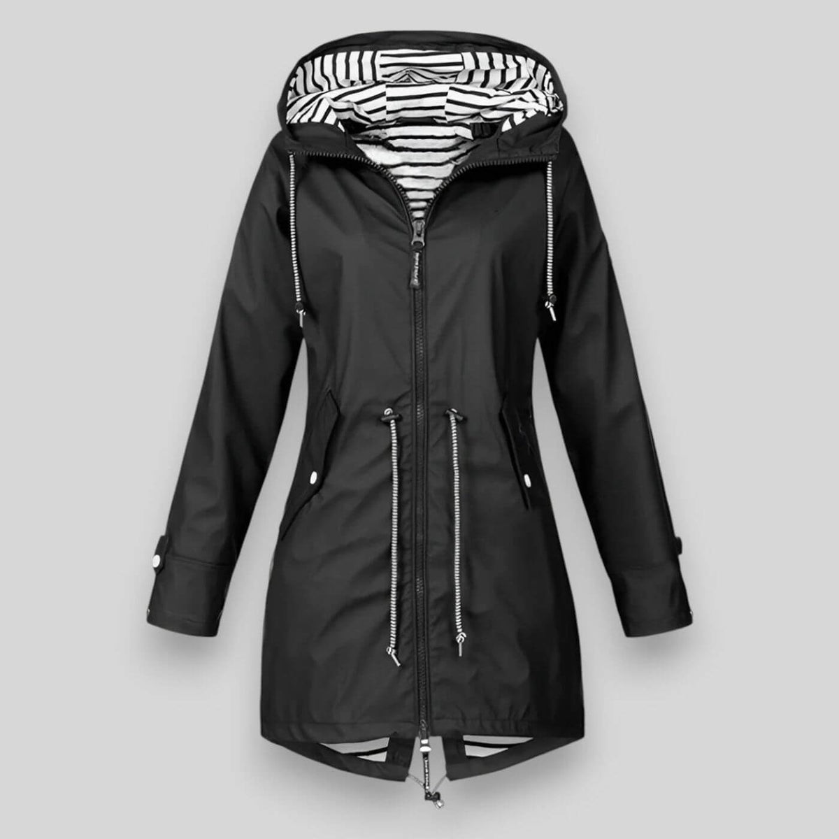 Hooded zip jacket with drawstring waist