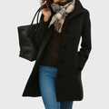 Longline winter coat with button front