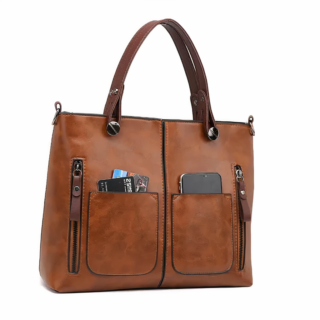 Vintage PU leather crossbody handbag, front view