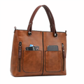 Vintage PU leather crossbody handbag, front view