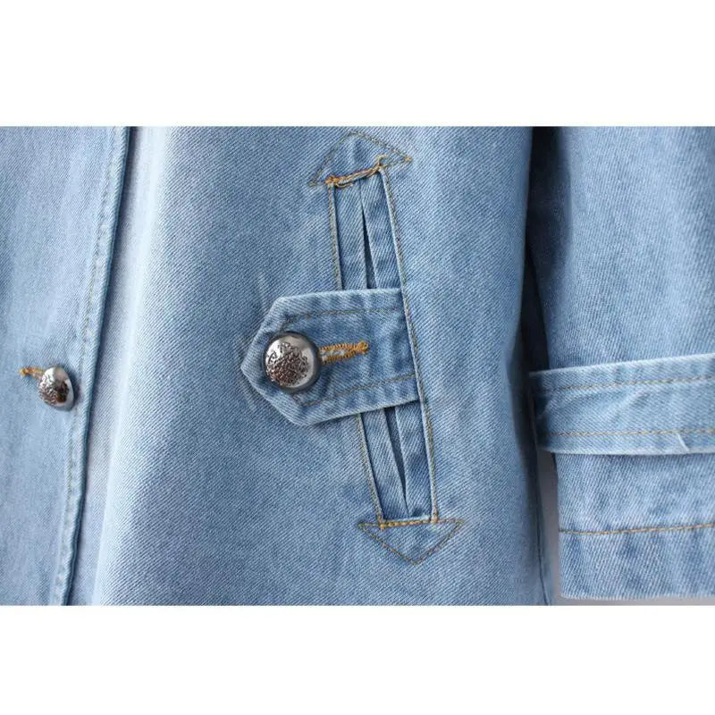 Light Blue double breasted denim jacket with cape cut and buttons