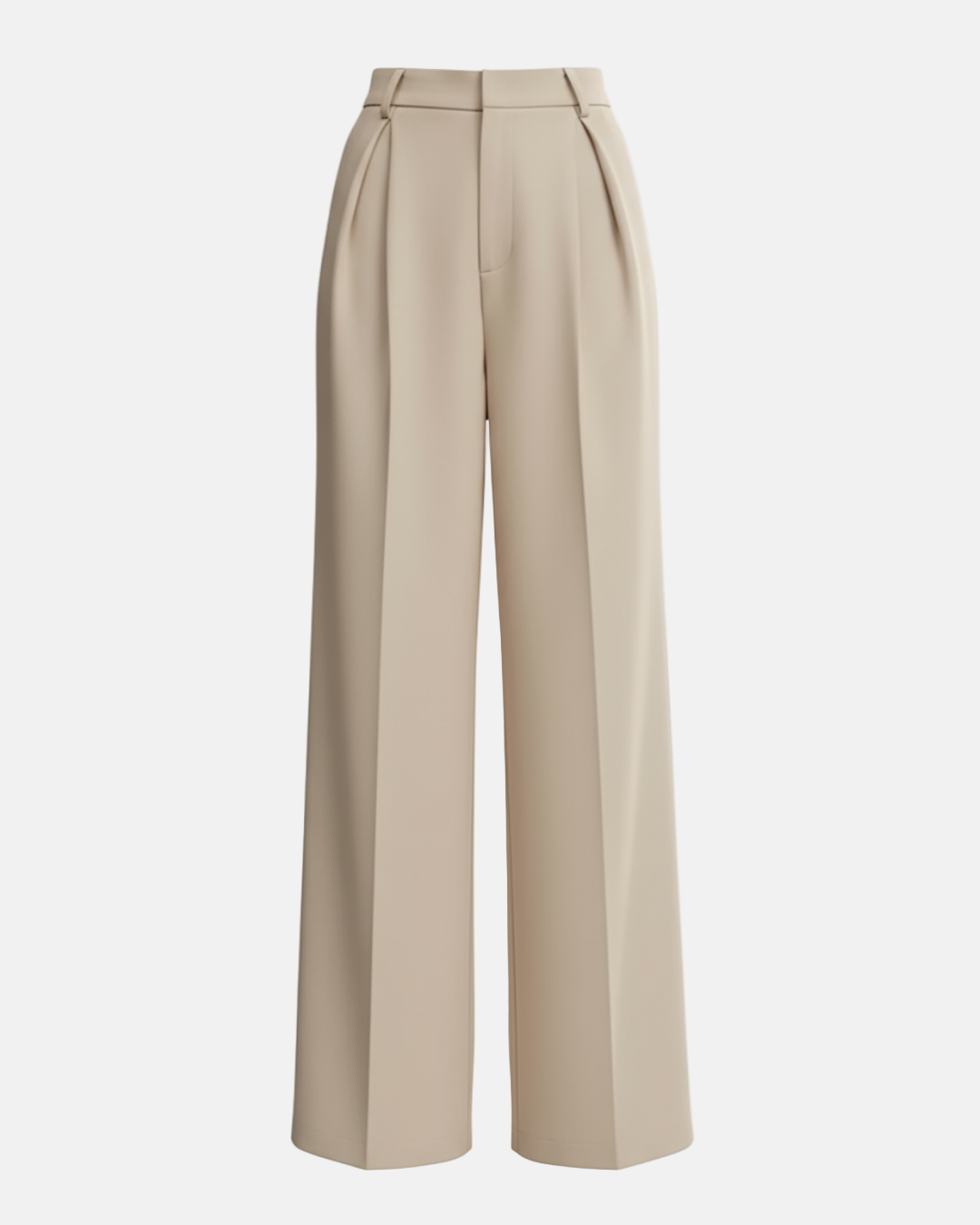 High waist wide leg tailored pants neutral tones