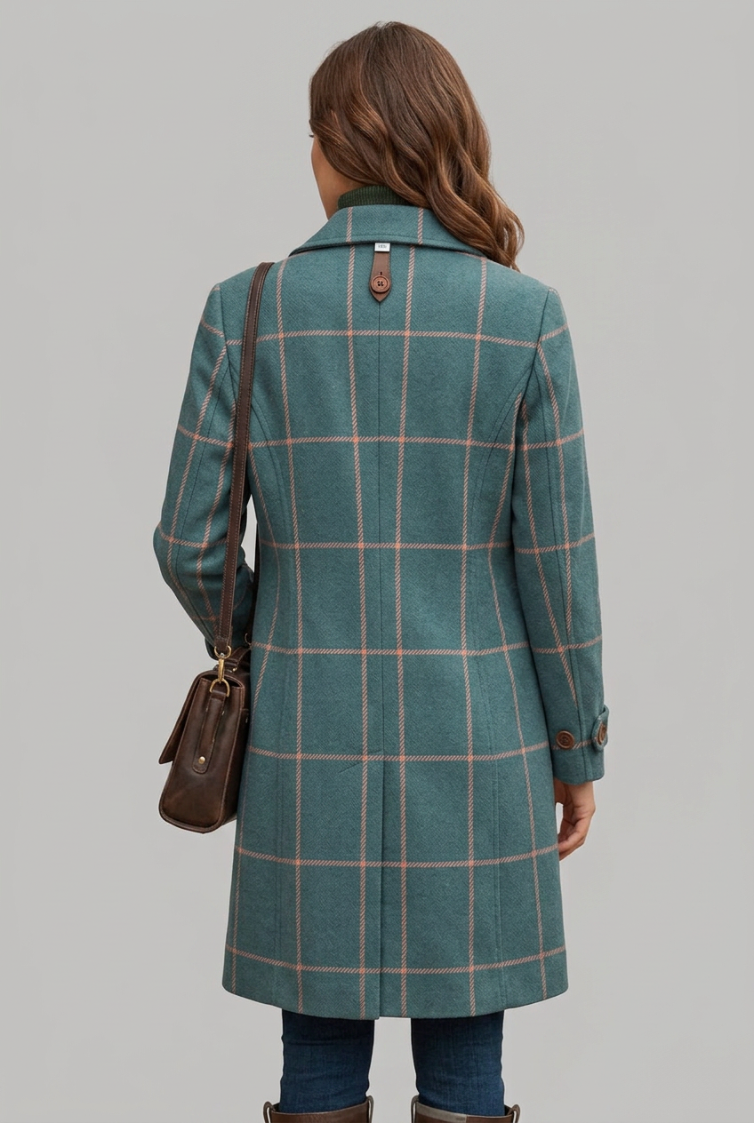 Teal plaid longline coat