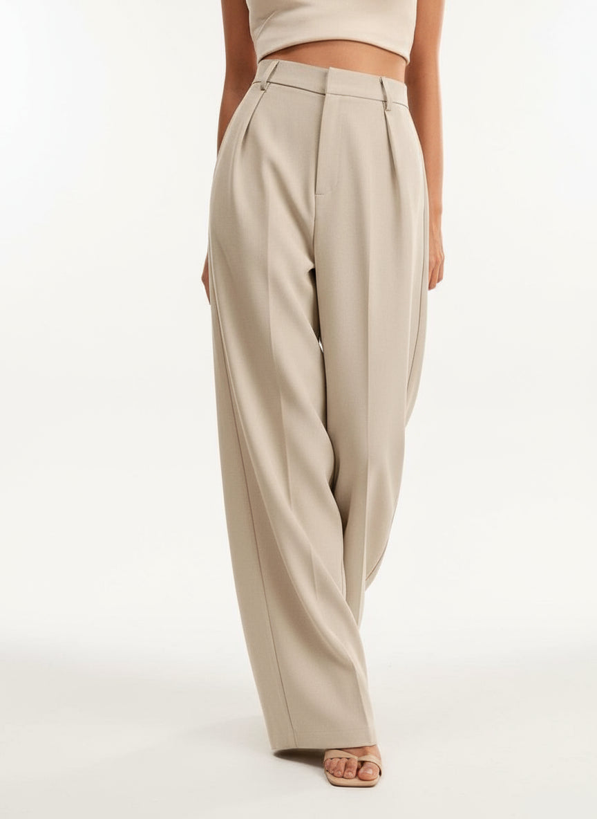 Wide leg tailored pants summer resort styling