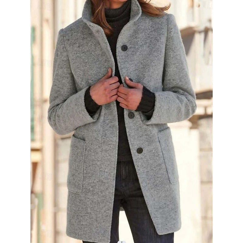 Blue Stand-Collar Coat