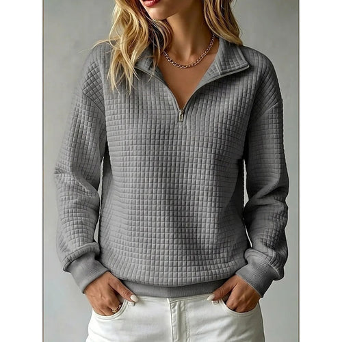 White textured half-zip pullover