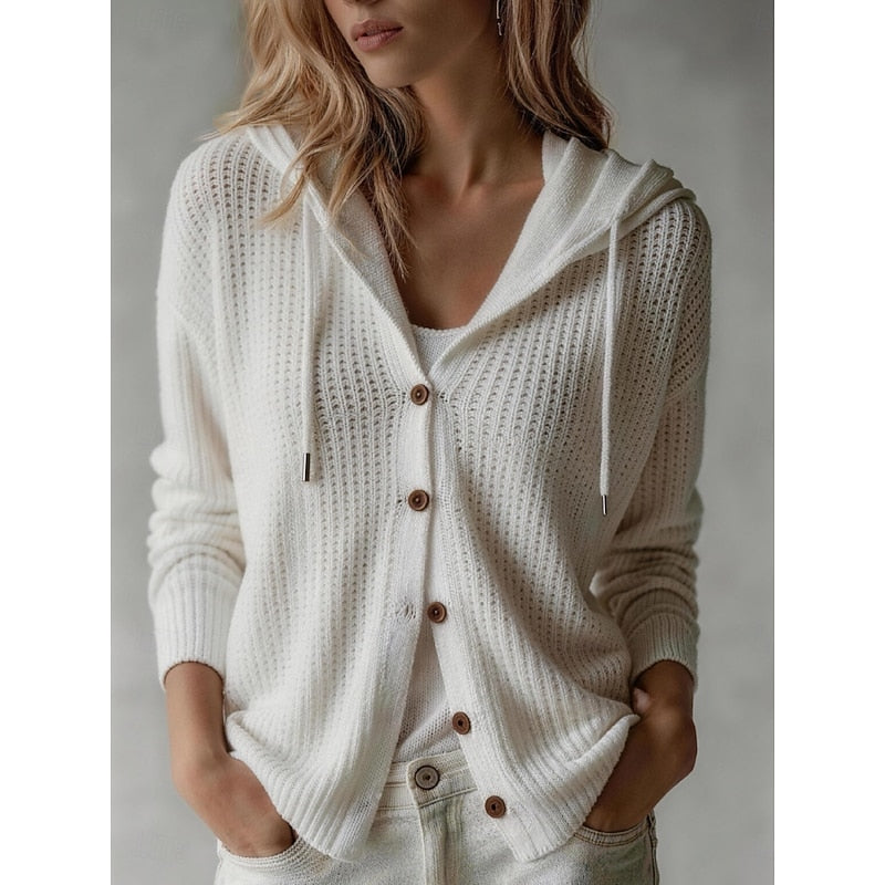 Maroon Hooded Knit Cardigan
