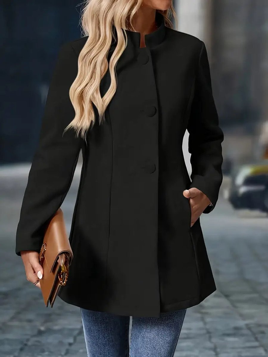 Longline stand collar blazer