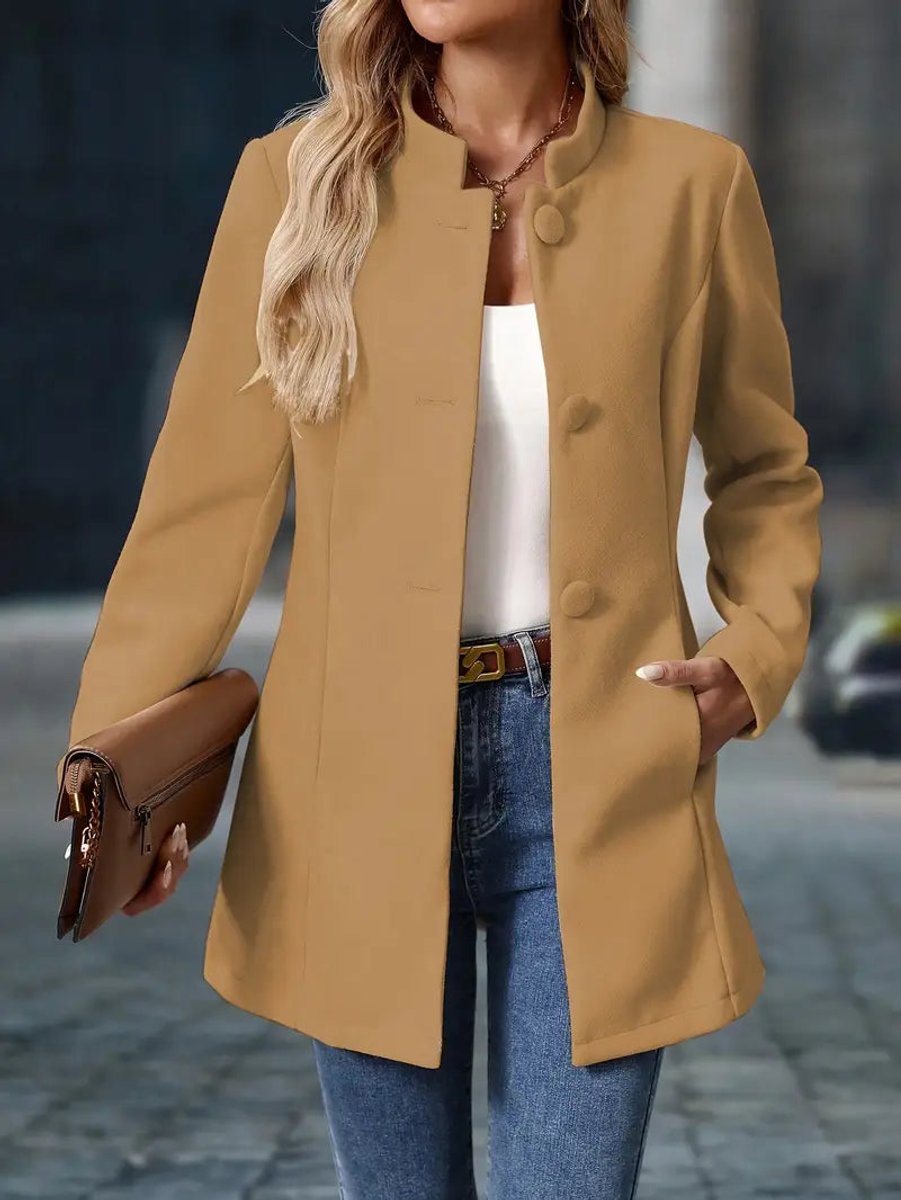 Longline stand collar blazer