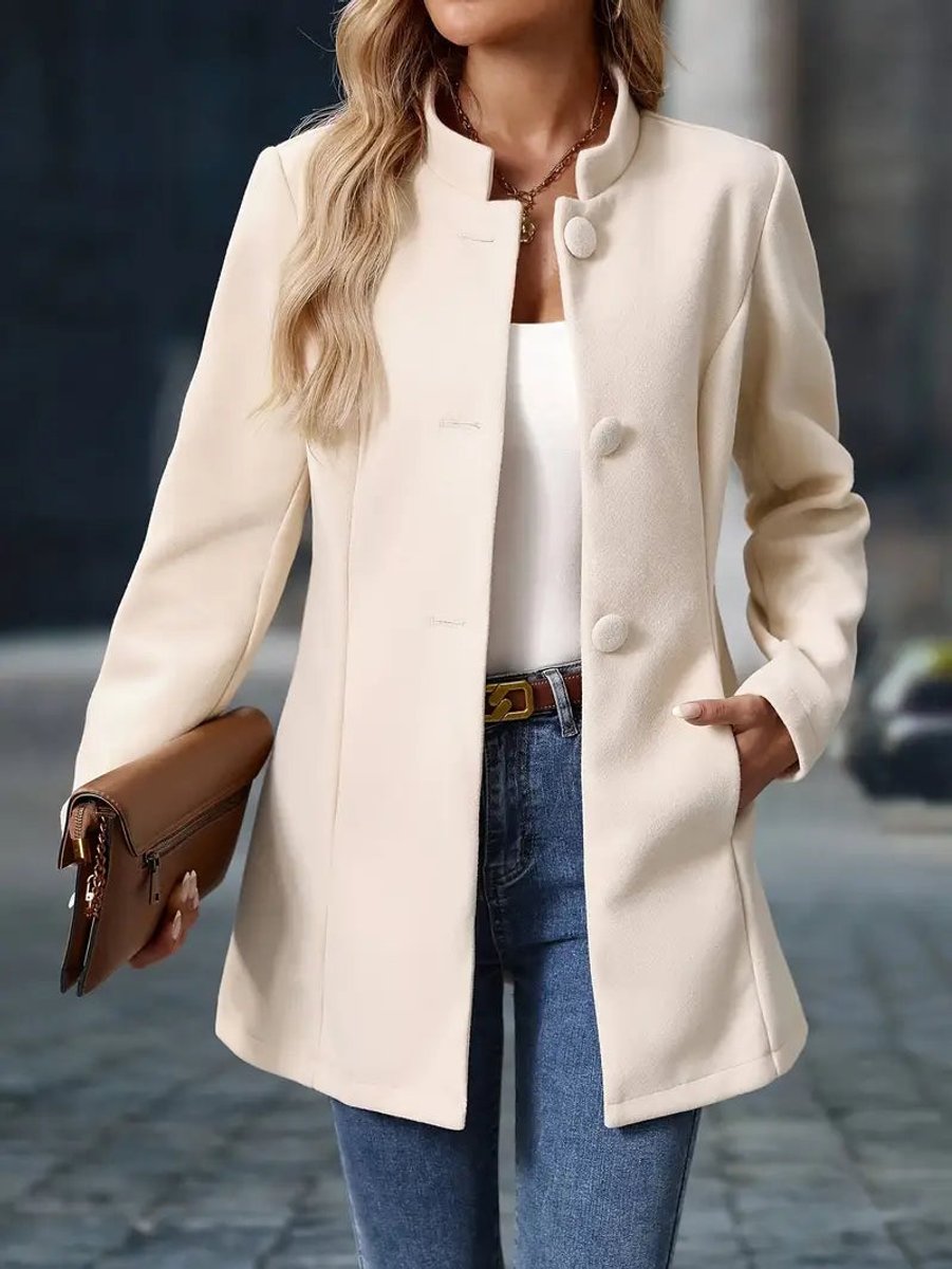 Longline stand collar blazer