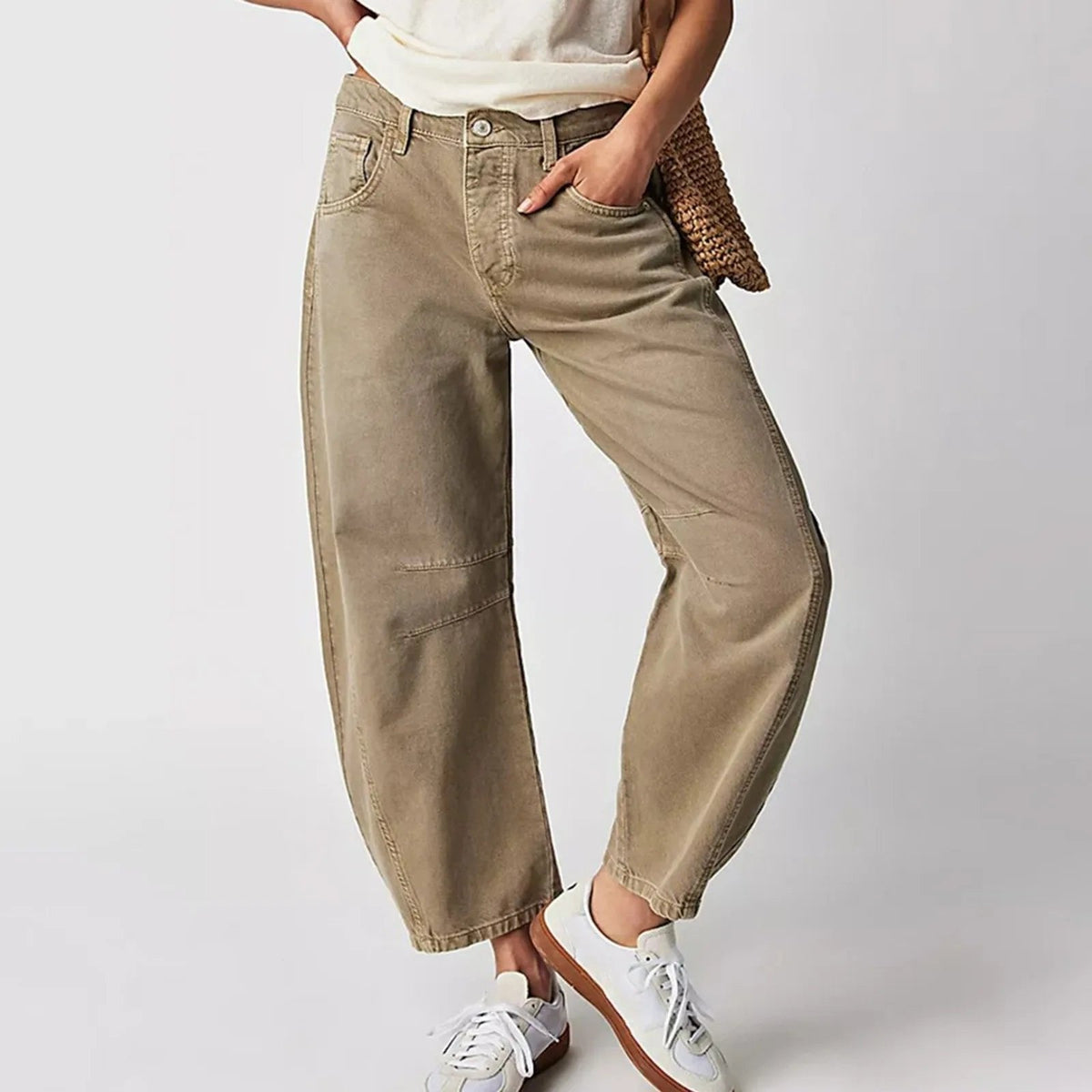 Light Blue Barrel-Leg Jeans