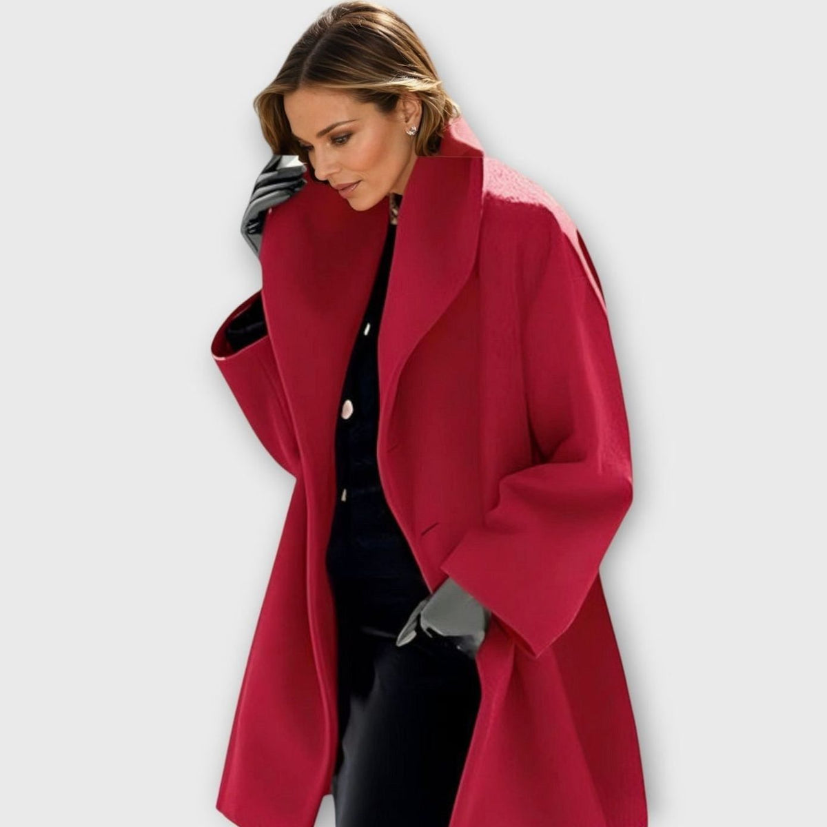 Oversized wide lapel collar winter coat